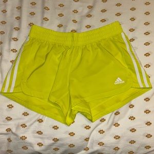Adidas small neon yellow dryfit athletic shorts